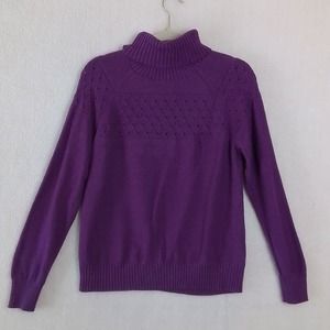 Banana Republic Cotton Blend Knit Turtleneck Sweater Size Petite Small in Purple